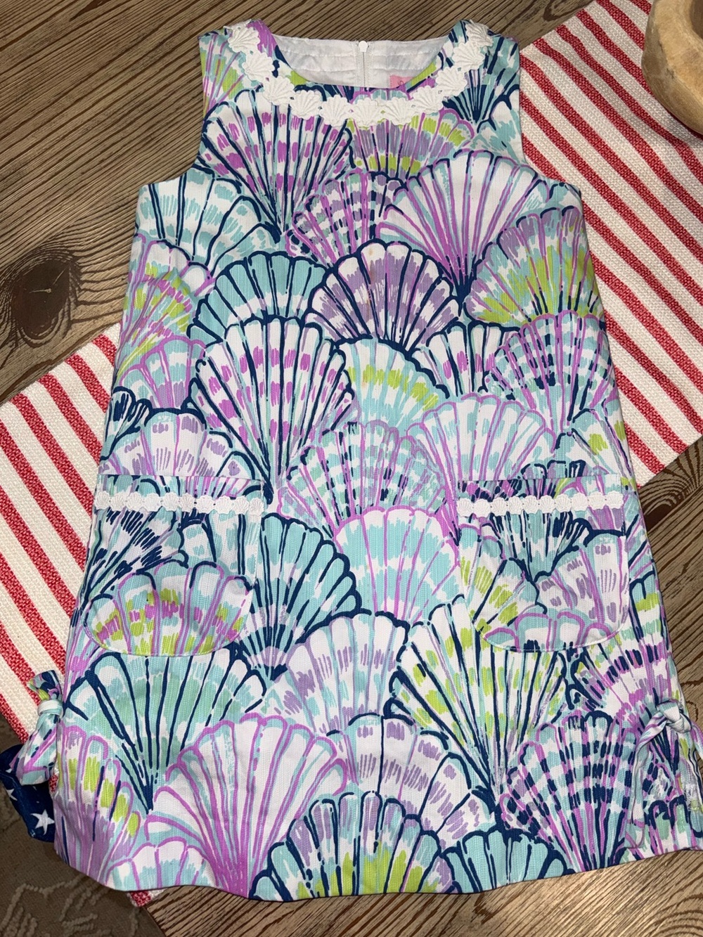 Lilly Pulitzer Girls Shell-Print Shift Dress in Aqua, Pink, Lime & Navy
